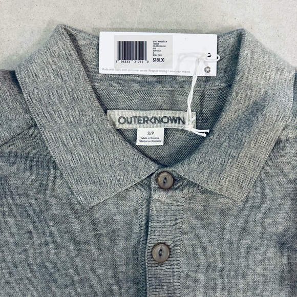 BRAND NEW WITH TAGS - Outerknown Men's Gray Polo Shirt - Small - Picture 3 of 13